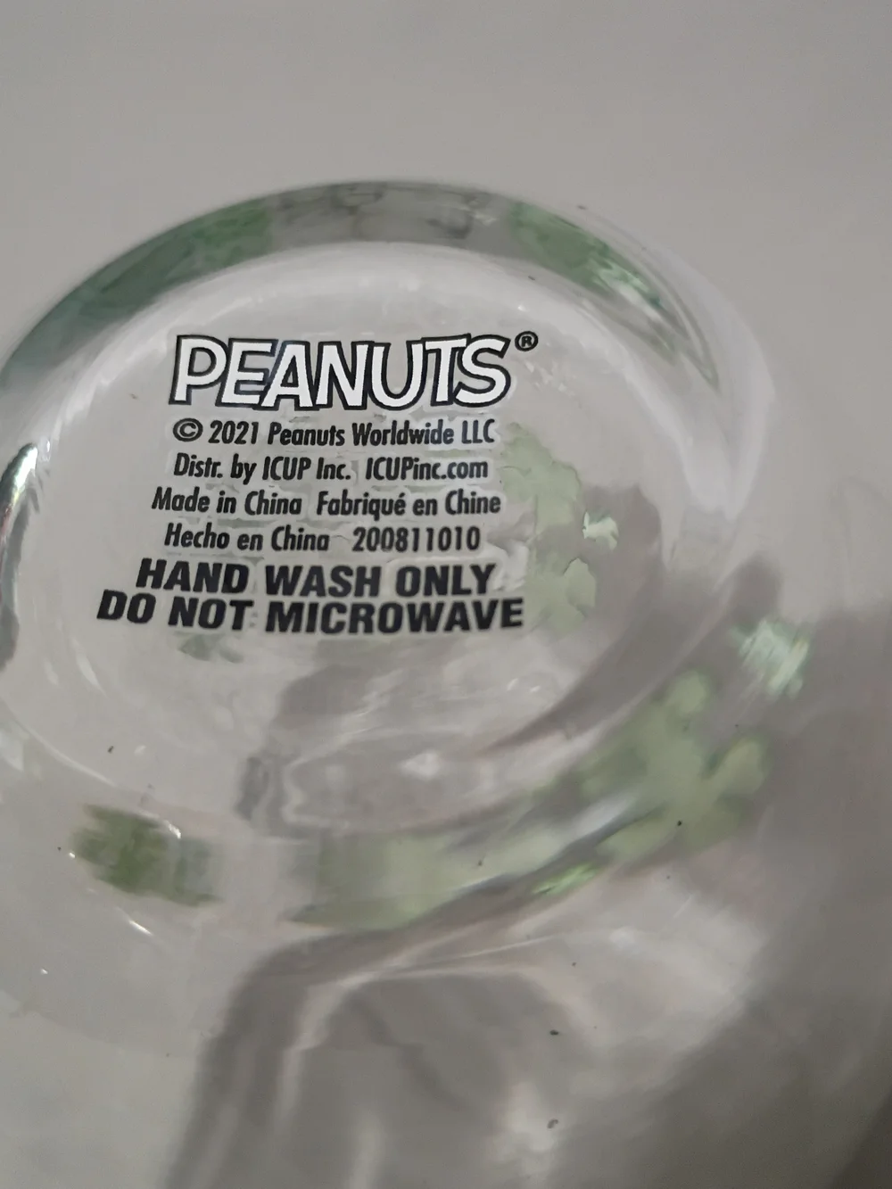 Peanuts Set Of 2 Stemless Wine Glasses. St Patrick's Day/Irish Theme